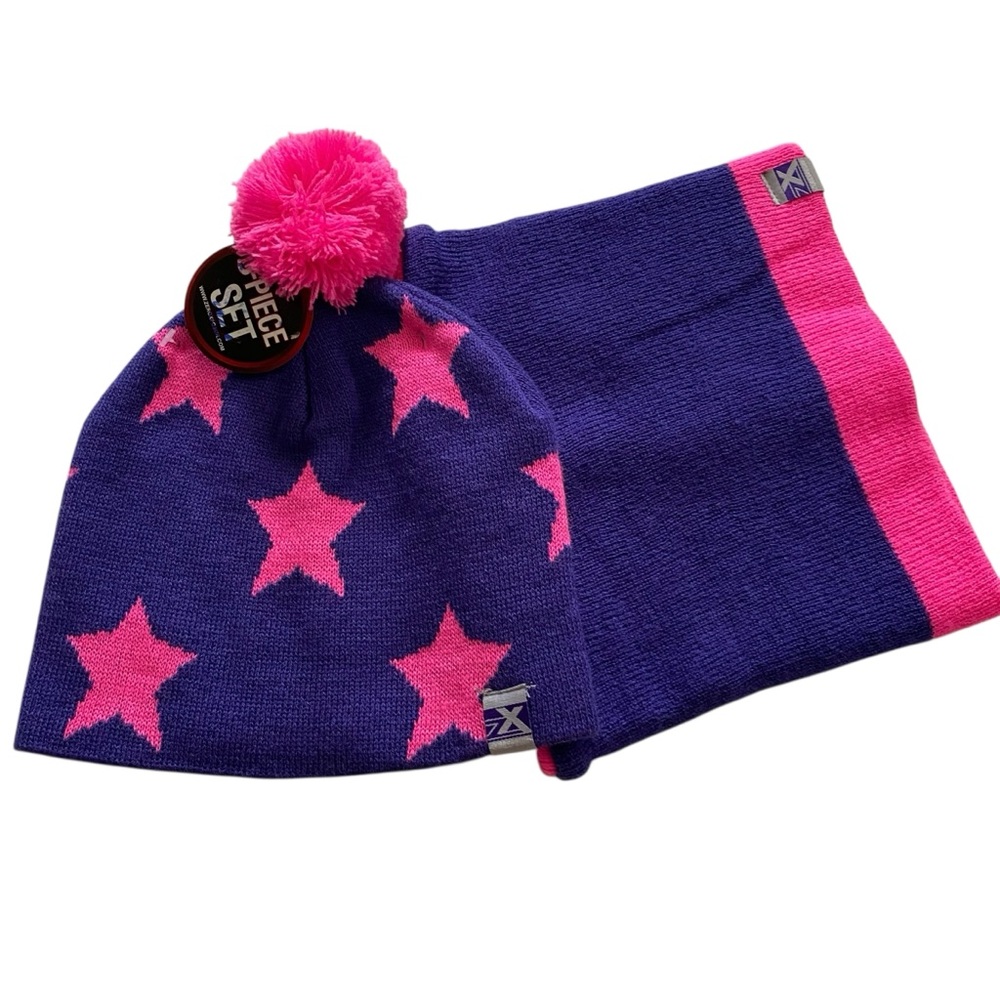 NWT ZeroXposur Big Girls' Monroe Set Winter Hat Size Small / Medium Star Print